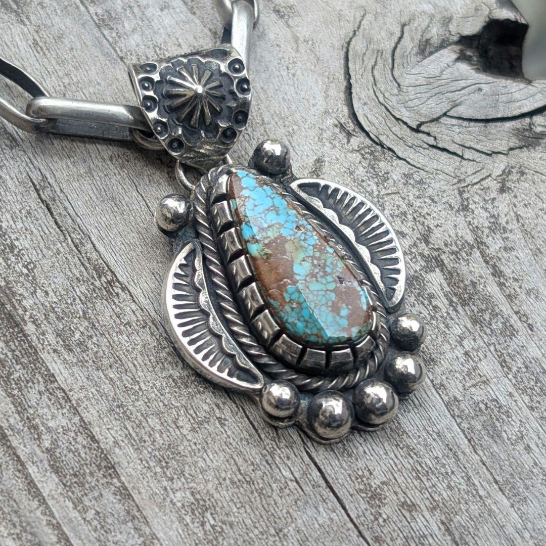 なす0707　ハンドメイドのターコイズトップ　インディアンジュエリー風