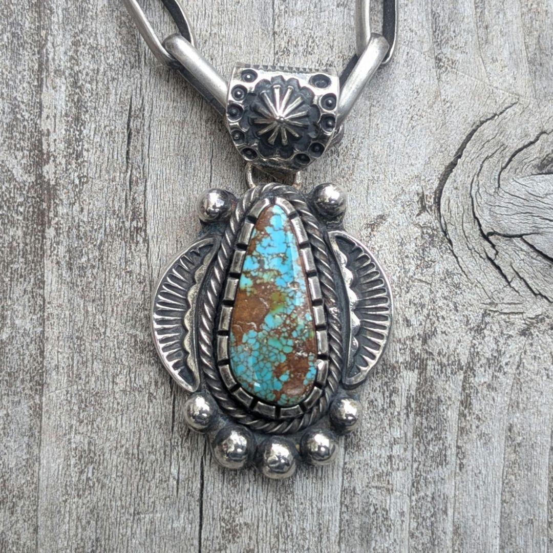 なす0707　ハンドメイドのターコイズトップ　インディアンジュエリー風