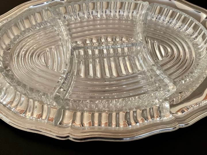 ドイツ　ヴィンテージ「HOKA」銀メッキ　トレイ　(四つ大皿付き)