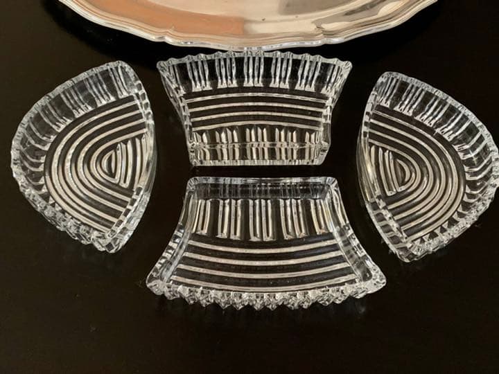 ドイツ　ヴィンテージ「HOKA」銀メッキ　トレイ　(四つ大皿付き)