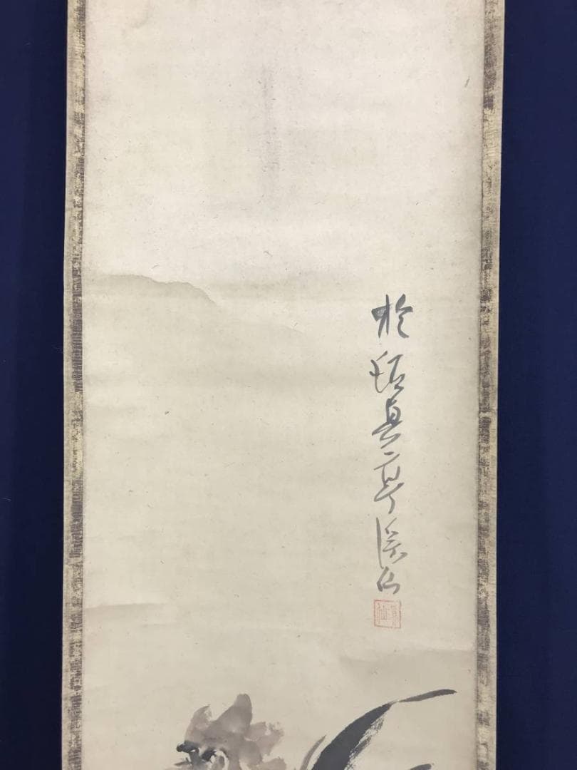 真作/富田渓仙/社殿鶏之図/花鳥図/掛軸/名家伝来/AE-156