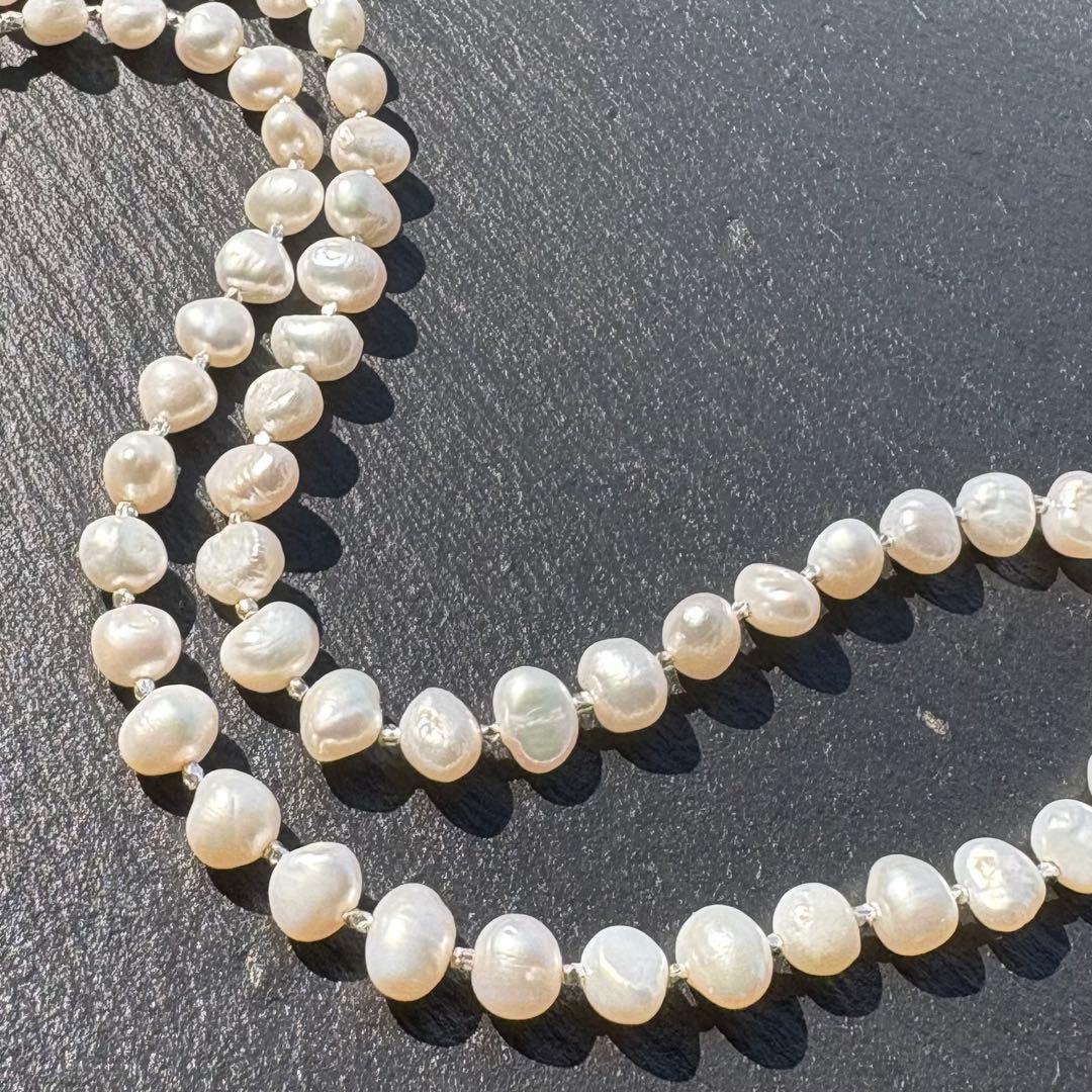 パールとカレンシルバーのネックレス