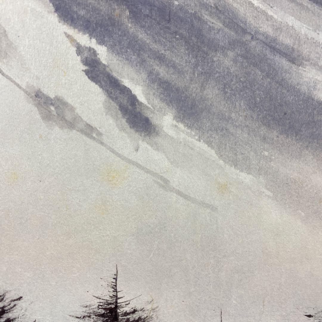 美品 掛け軸 浜田三郎作 富士図 共箱 太巻き付 水墨画 縁起物