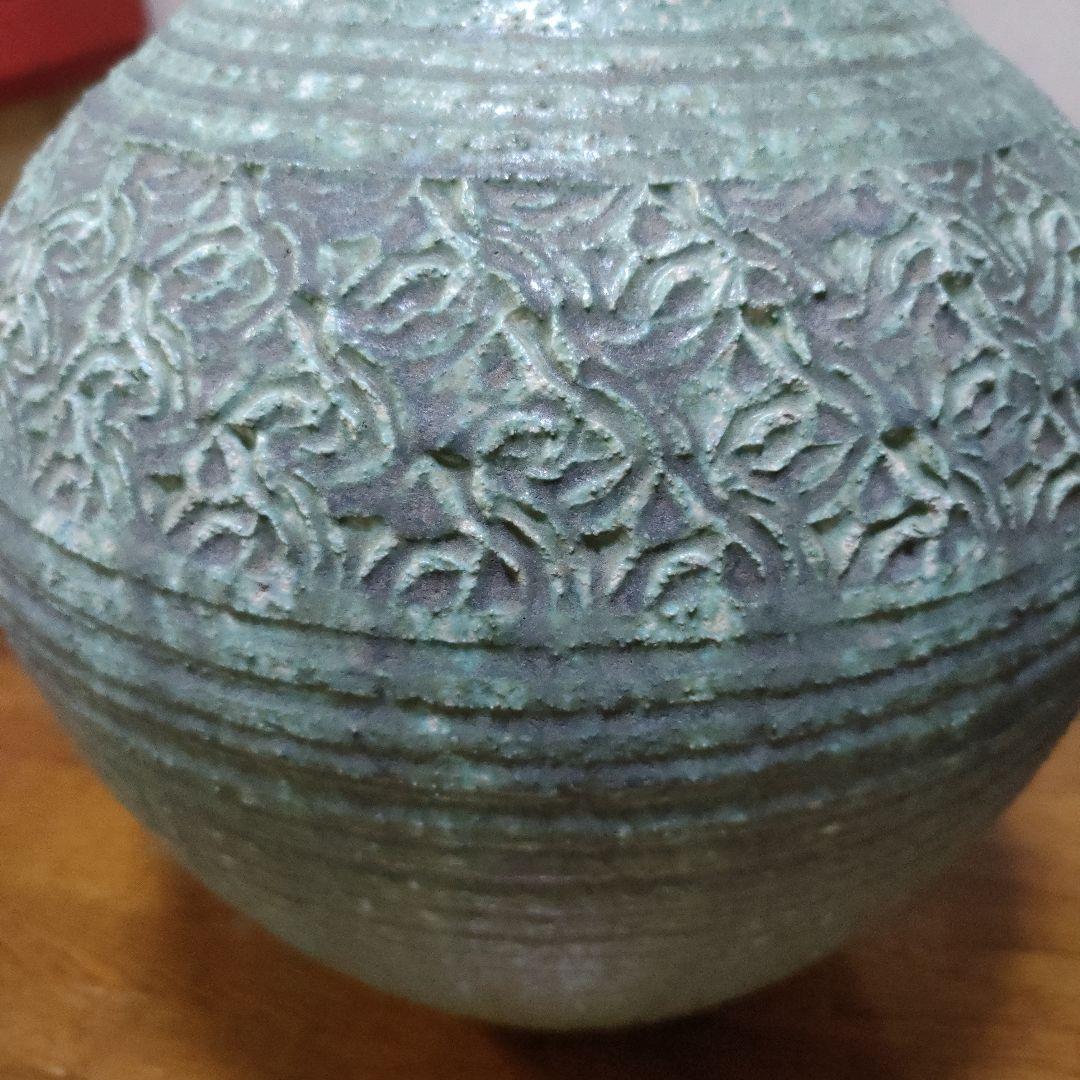 萬珠堂　緑釉　花瓶　花器