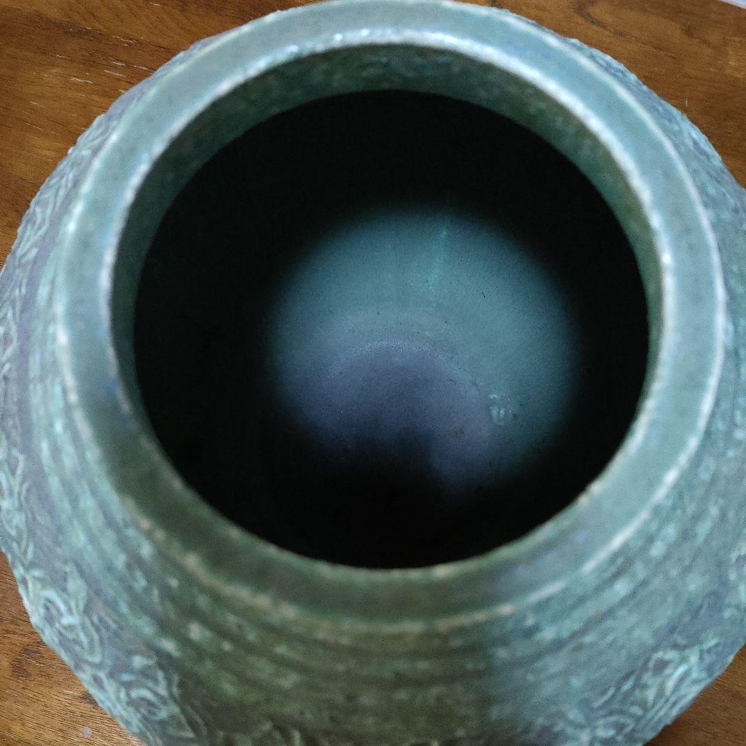 萬珠堂　緑釉　花瓶　花器