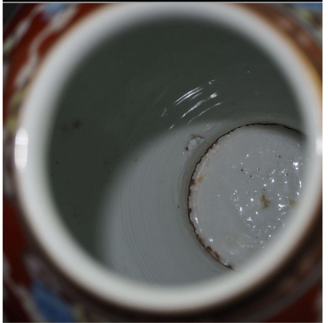 送料無料　明治大正期　香蘭社製　染錦花瓶　高さ18ｃｍ