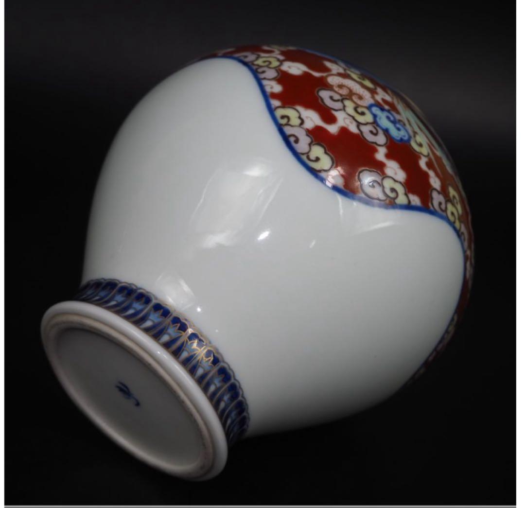 送料無料　明治大正期　香蘭社製　染錦花瓶　高さ18ｃｍ