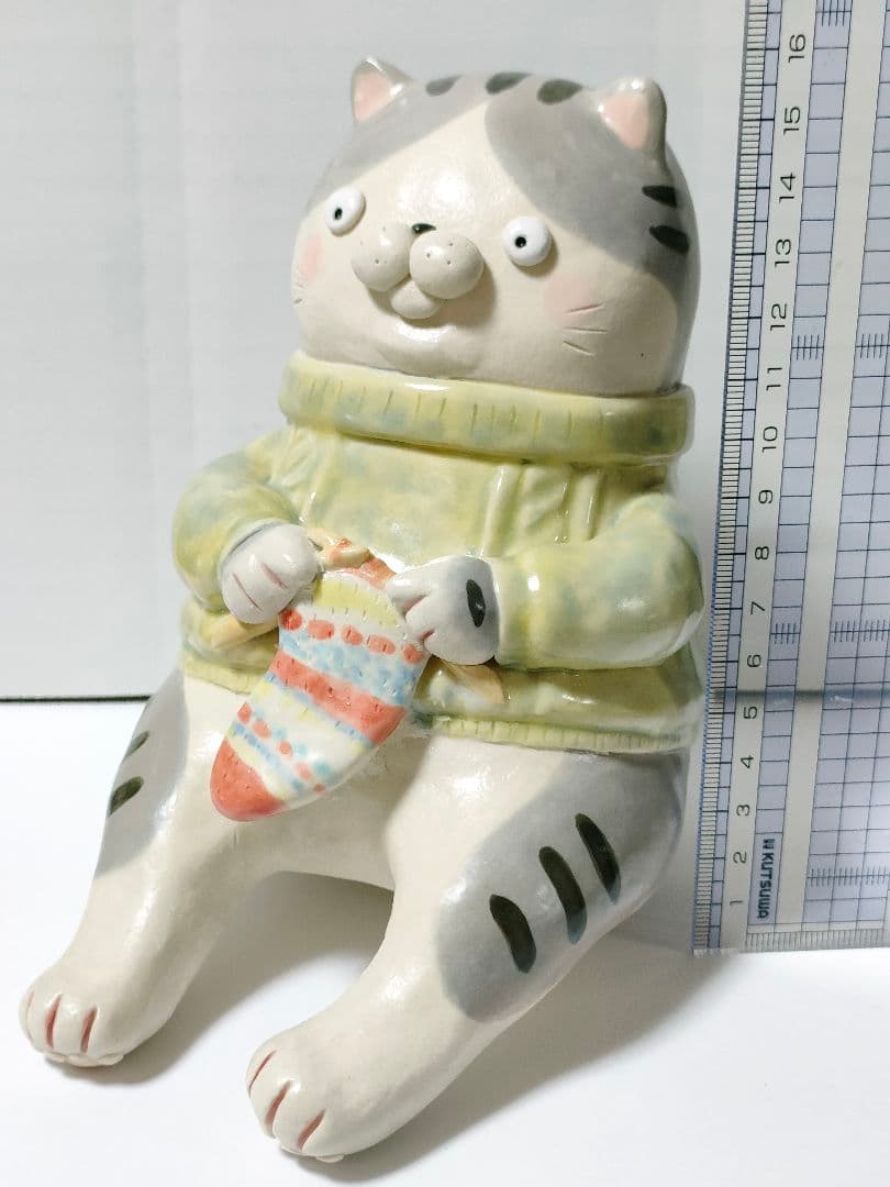 浜野陽子　陶芸　陶人形 手作り 猫　15ｃｍ