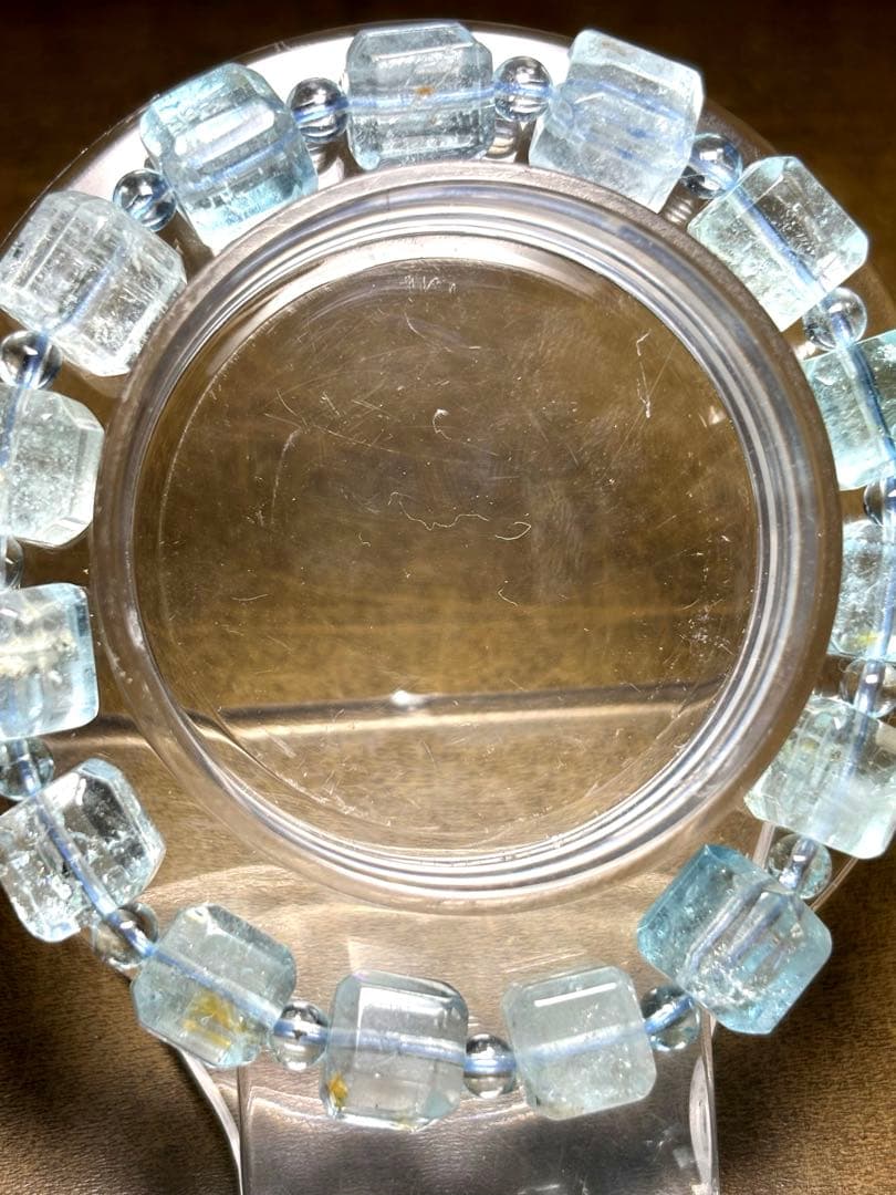 【極上】　ブルートパーズキューブカットブレスレット9㎜（新品未使用）透明感抜群