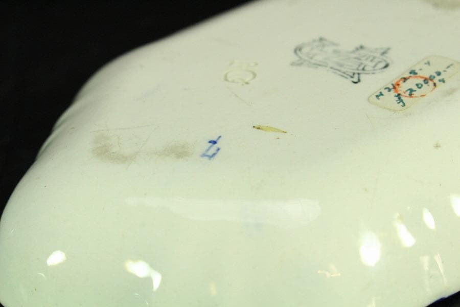 西洋骨董 阿蘭陀 菱皿 一対 時代物(K-A394)