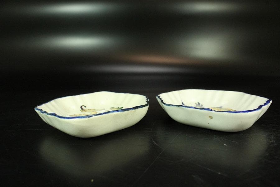 西洋骨董 阿蘭陀 菱皿 一対 時代物(K-A394)