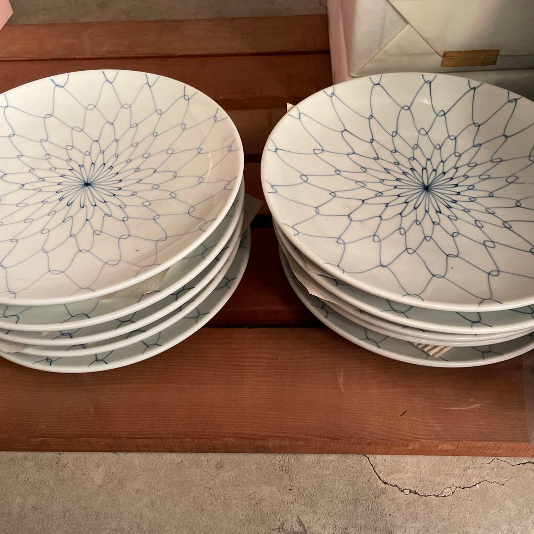 有田焼手書き網目柄大皿8号皿.一枚3800円１０枚セット
