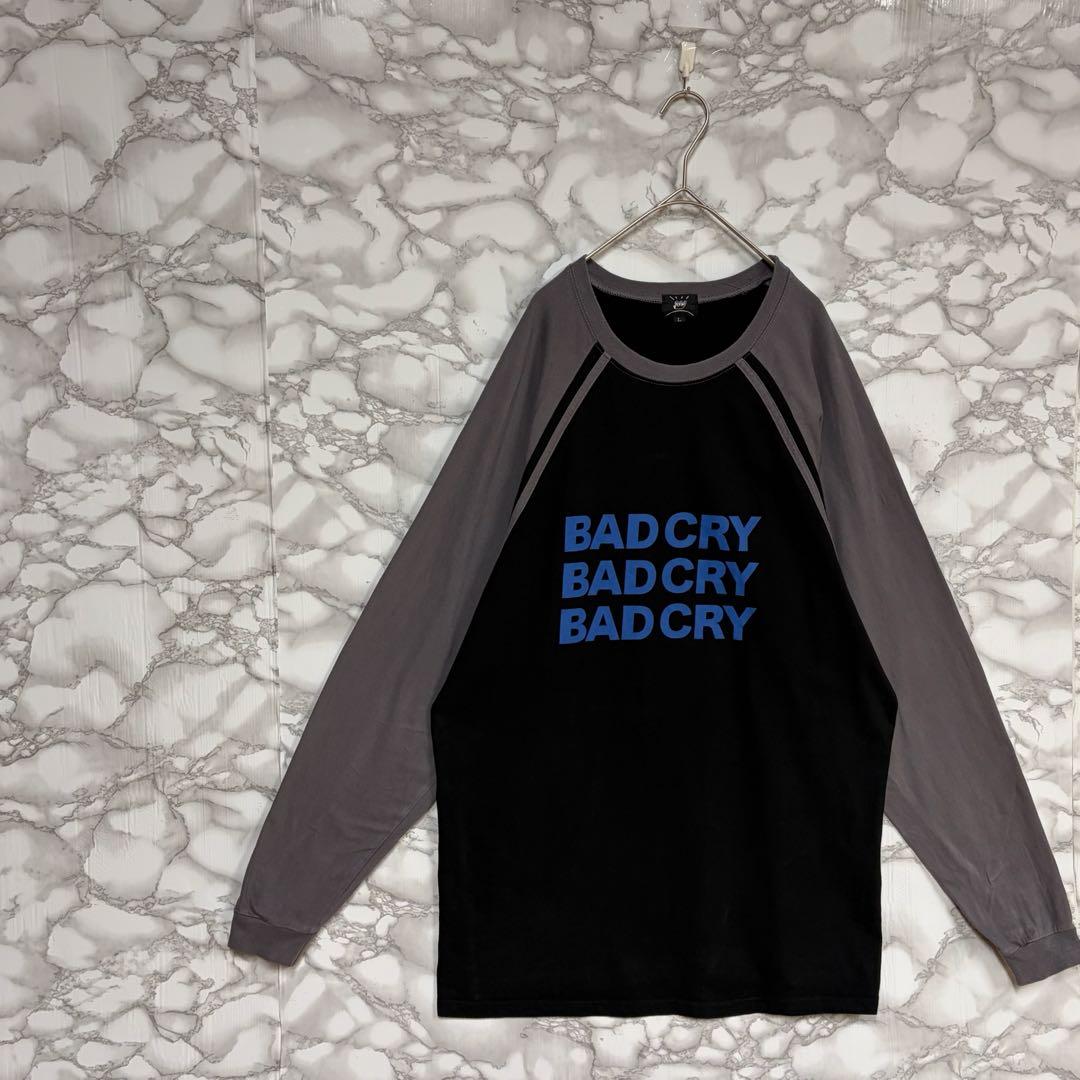 一点物 稀少デザイン　NEE BAD CRYラグランT 　ストリート カジュアル