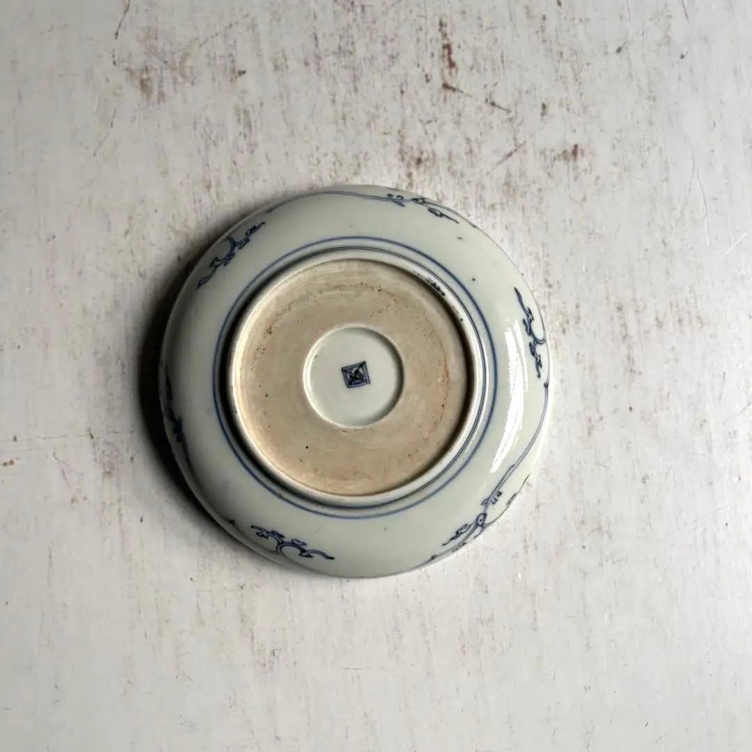 【ぷくぷく様リクエスト】骨董 アンティーク 古伊万里 コウモリと花図線描皿 3枚