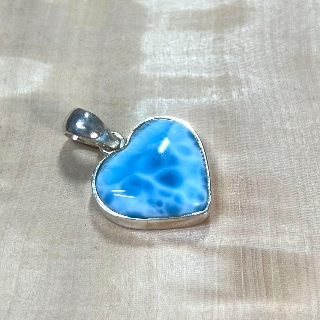 高品質　ラリマー　ハートペンダント　ネックレス　silver925 3-38