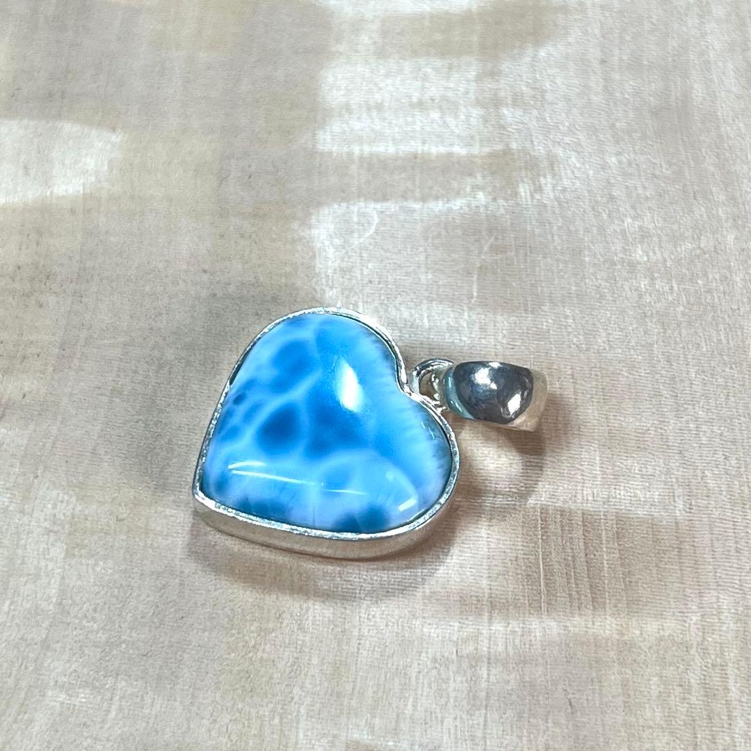 高品質　ラリマー　ハートペンダント　ネックレス　silver925 3-38