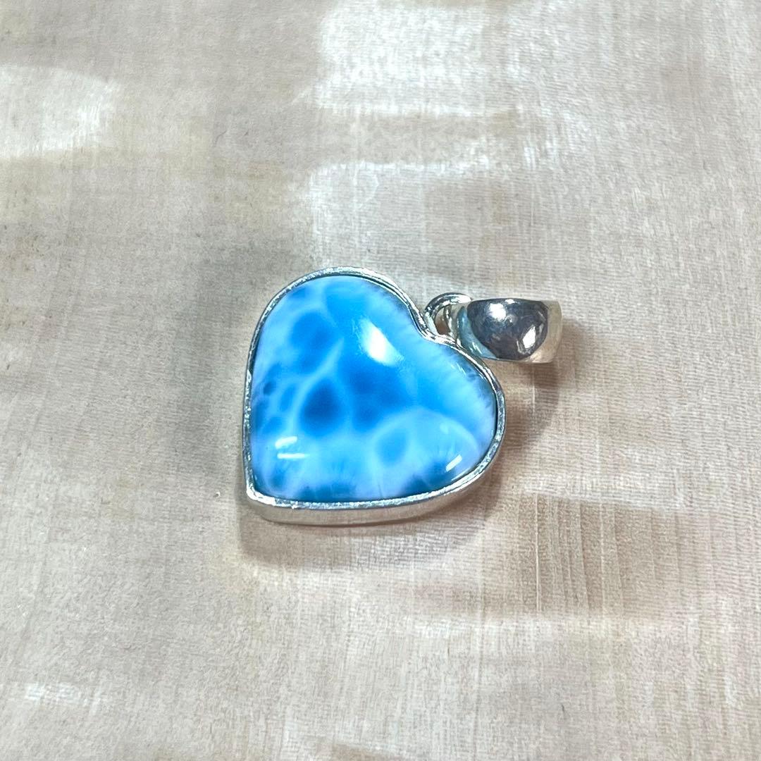 高品質　ラリマー　ハートペンダント　ネックレス　silver925 3-38