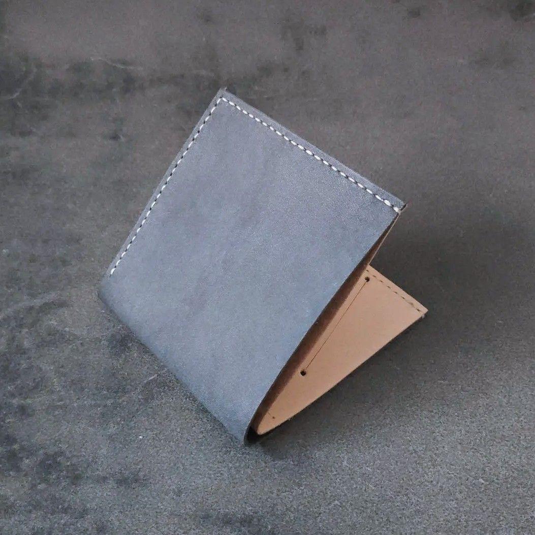 薄い二つ折り財布　ハンドメイド 姫路レザー ヌメ革 手縫い メンズ レディース