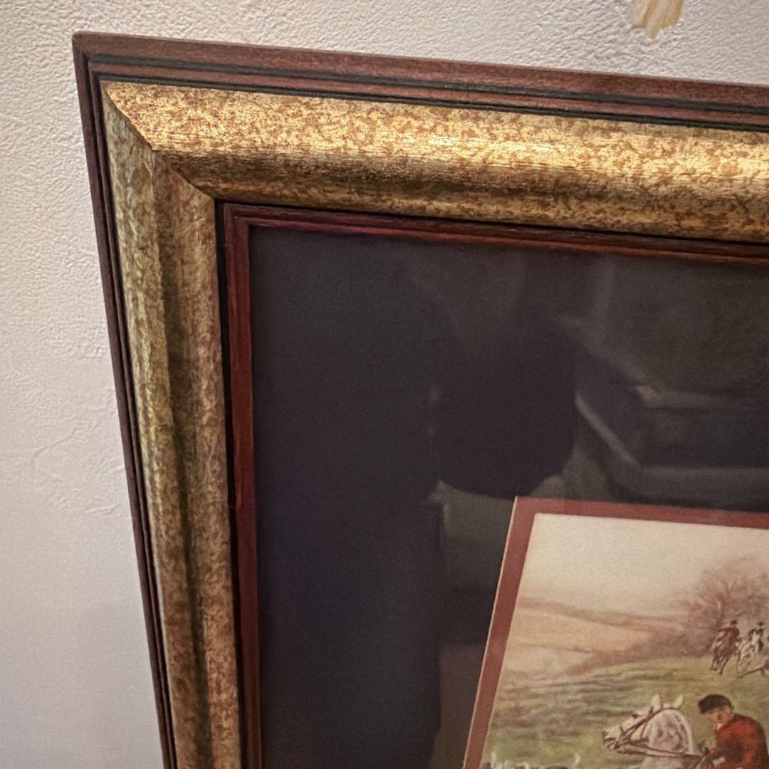 【希少】ハンティング絵画 額装 英国調 馬 犬 狩猟画 Paragon 高級感