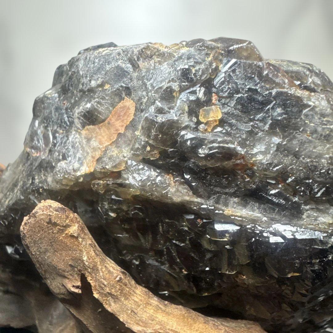 【高品質】山東省産 モリオン 原石 クラスター 台座付 書斎整理品