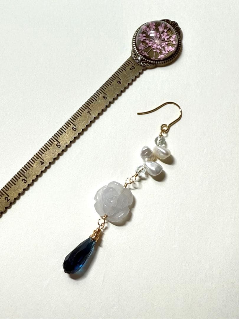 【天然石／ロンドンブルートパーズ＊ピアス 】No.84