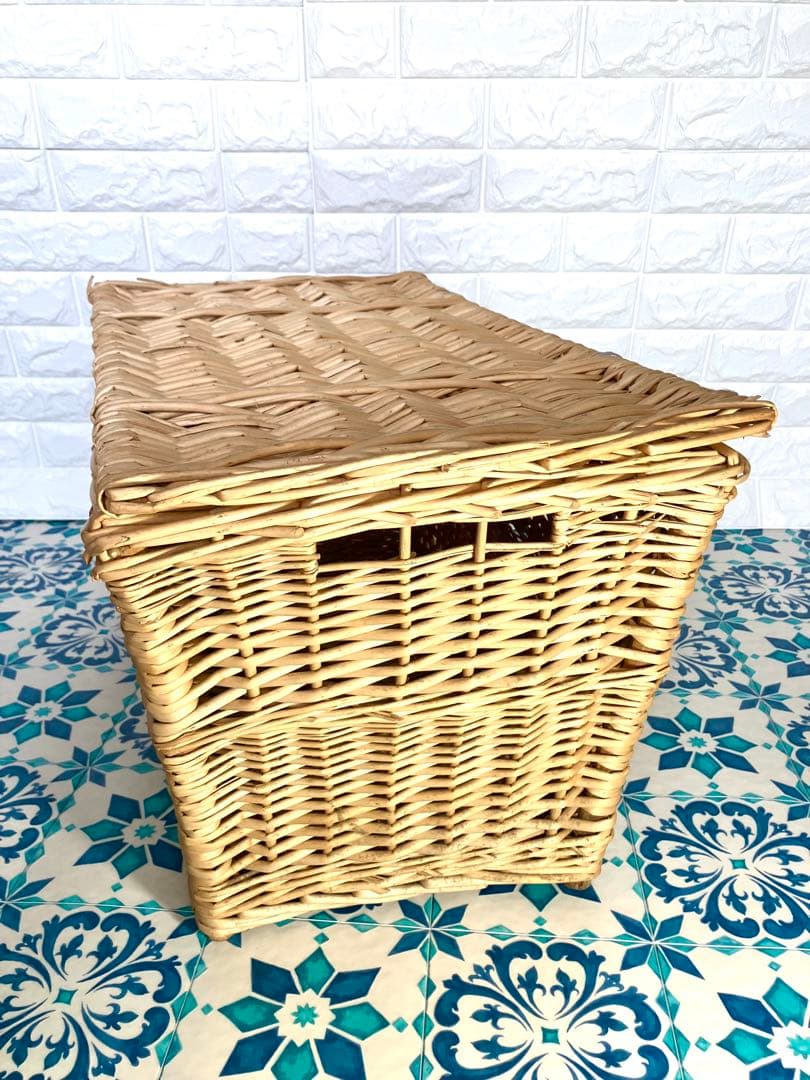 B*【ヴィンテージ】大きなウィロー収納バスケット インテリア 店舗什器