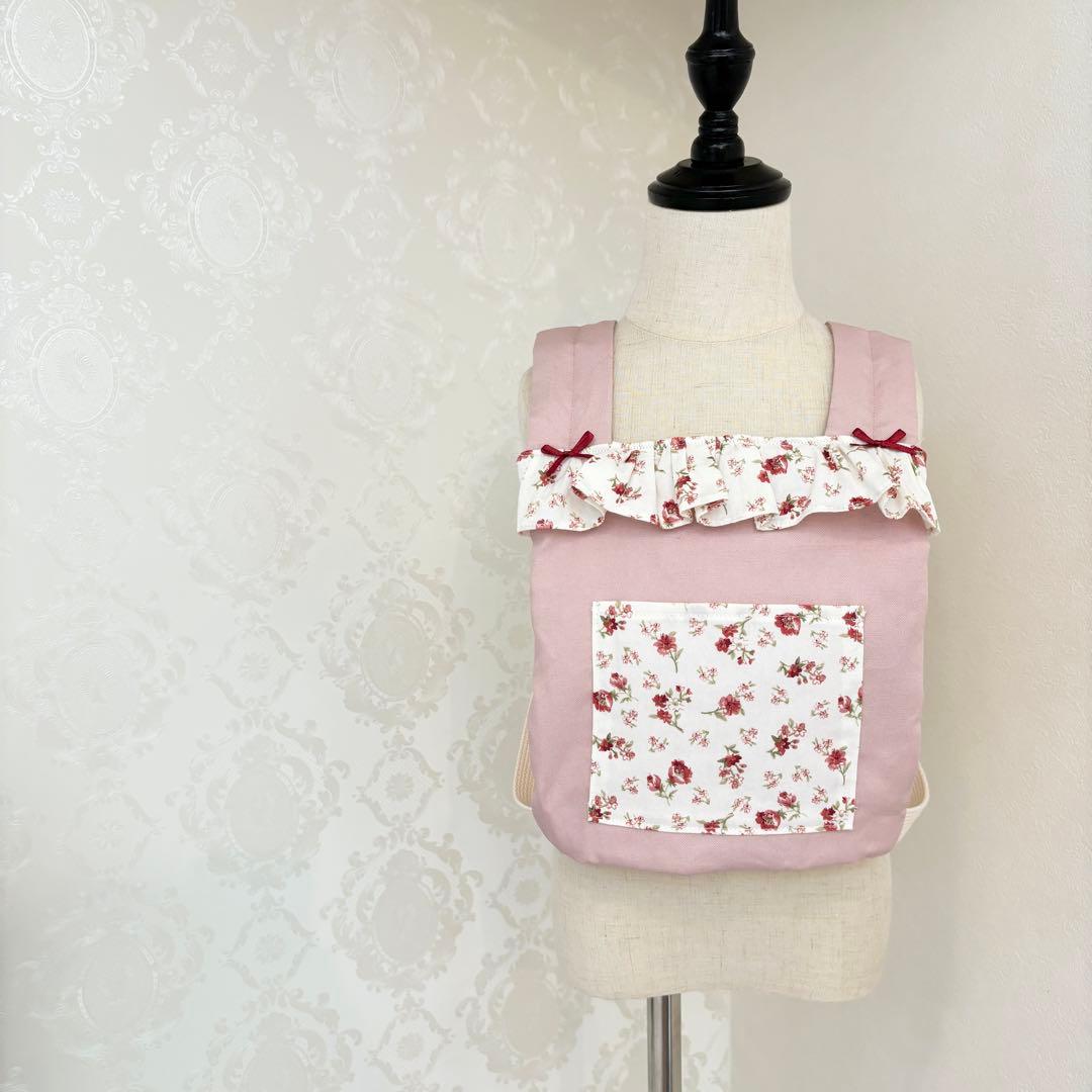 ハンドメイド　ドールキャリア　くすみピンク　花柄