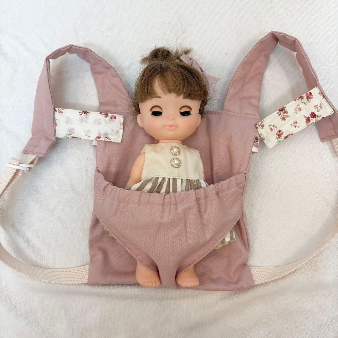 ハンドメイド　ドールキャリア　くすみピンク　花柄