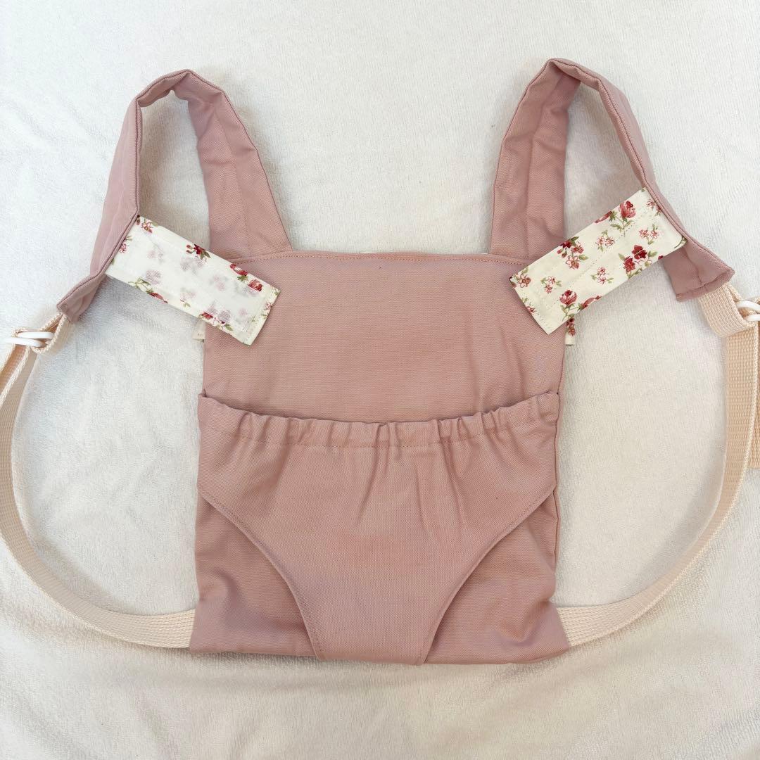 ハンドメイド　ドールキャリア　くすみピンク　花柄