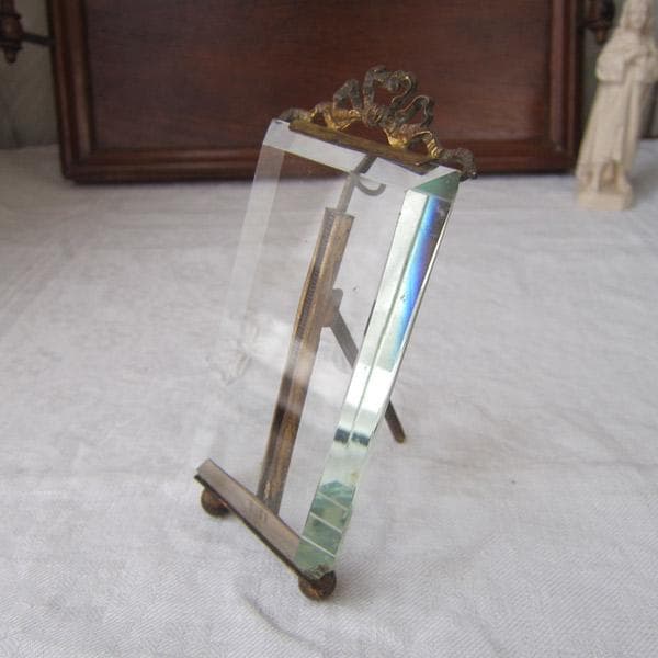真鍮リボン ガラスフォトスタンド フランスアンティーク