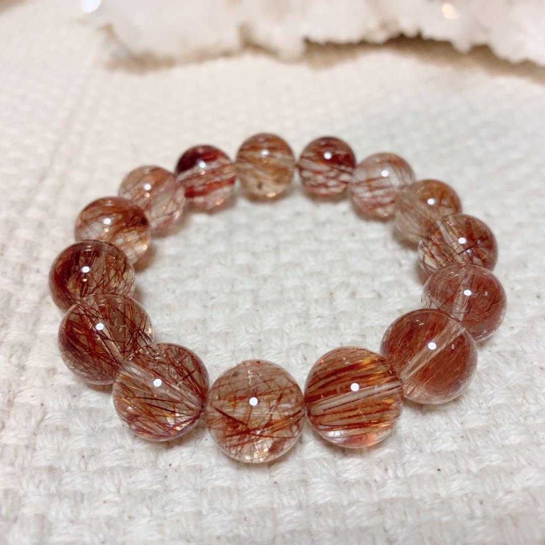 ★ 3/5まで値下　美麗【レッドルチルクォーツ】13mmブレスレット