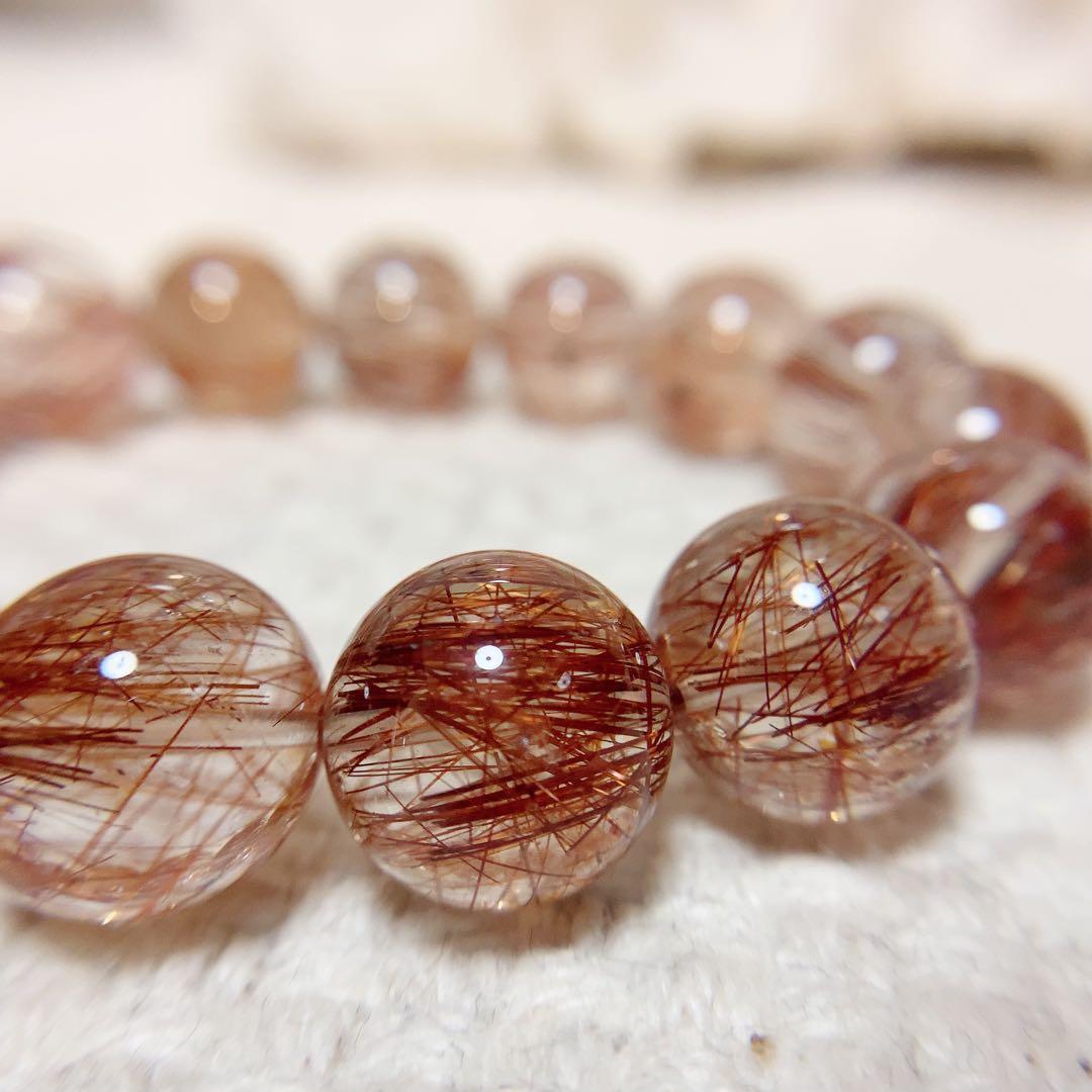 ★ 3/5まで値下　美麗【レッドルチルクォーツ】13mmブレスレット