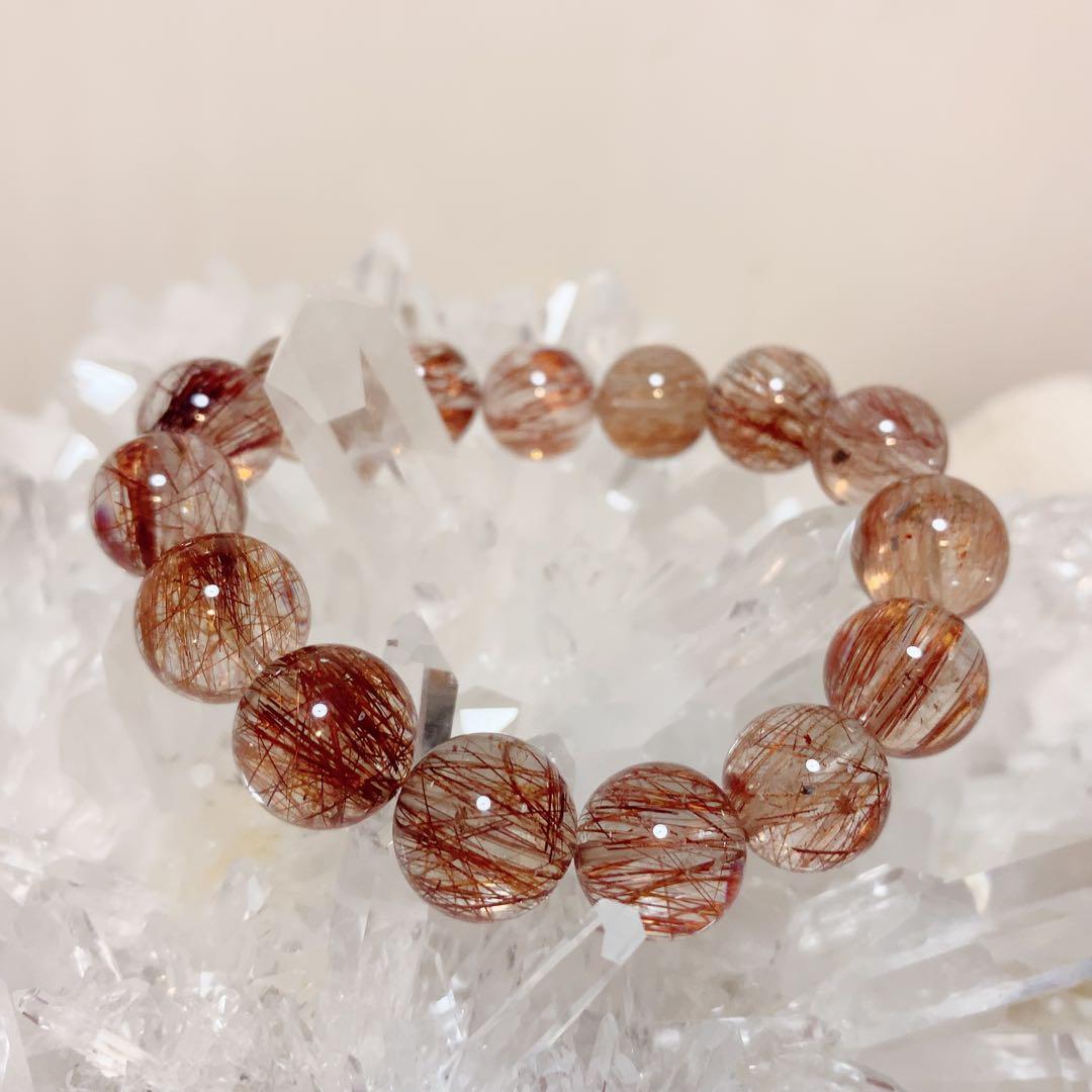 ★ 3/5まで値下　美麗【レッドルチルクォーツ】13mmブレスレット