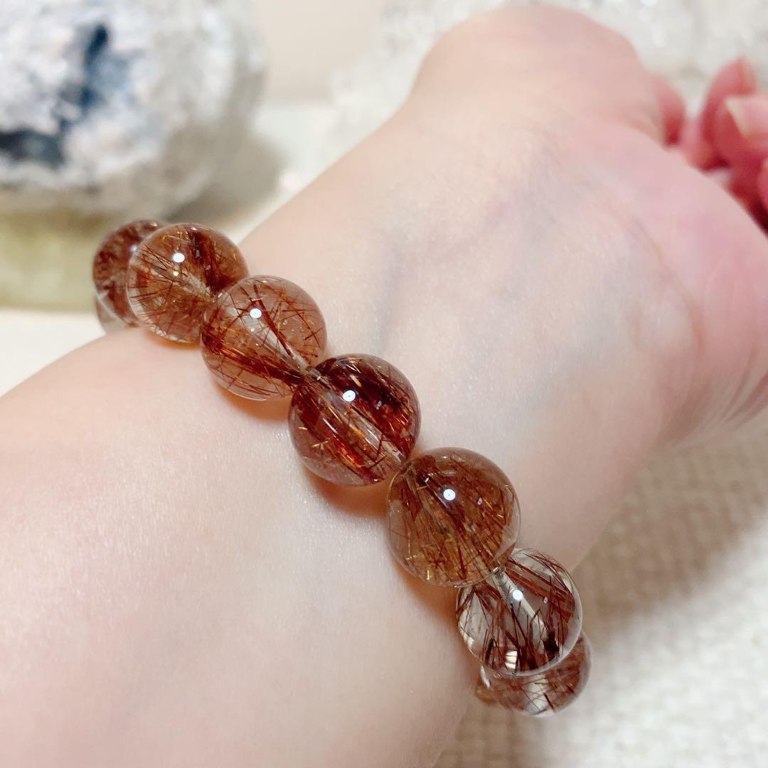 ★ 3/5まで値下　美麗【レッドルチルクォーツ】13mmブレスレット