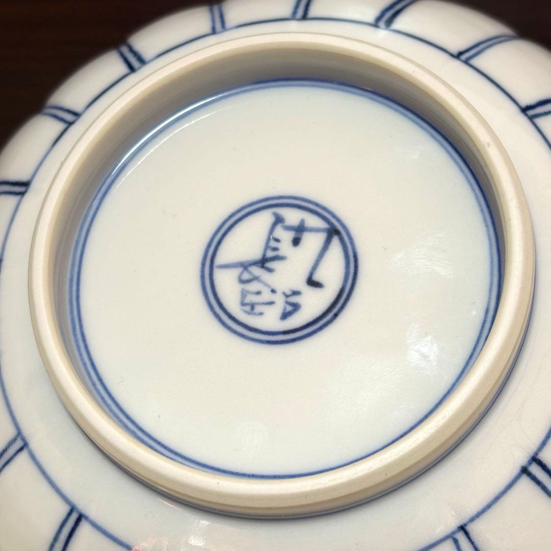 未使用保管✨九谷焼 妙泉陶房 長左窯 染付鳥文 菊鉢 箱入✨山本長左 中鉢 深鉢