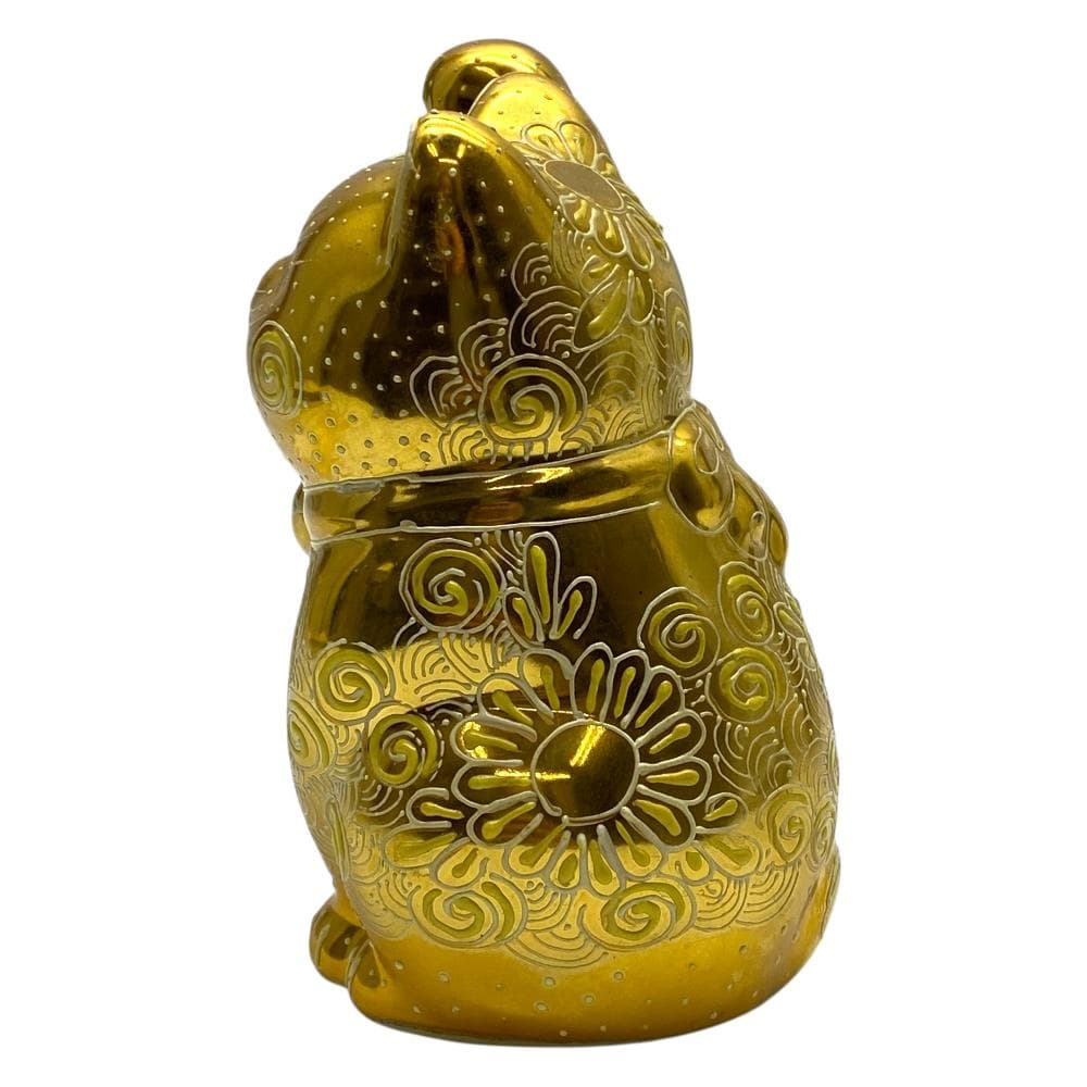 久谷焼　金色の招き猫　(右手金運招き猫)　金彩　開運　置物　正人作