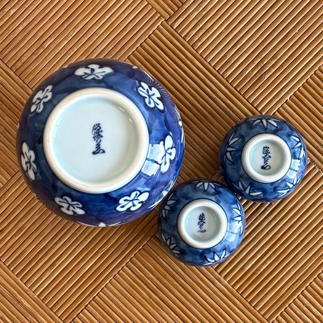 SNT1534 有田焼 源右衛門窯 染付 マグカップ 徳利 湯呑み 茶碗 他8客