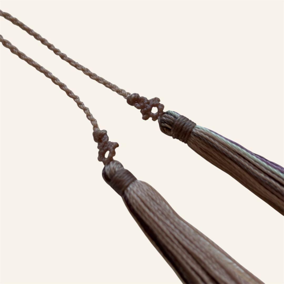 マクラメネックレス 天然石アメジスト グリーンアメジストビーズ タッセル