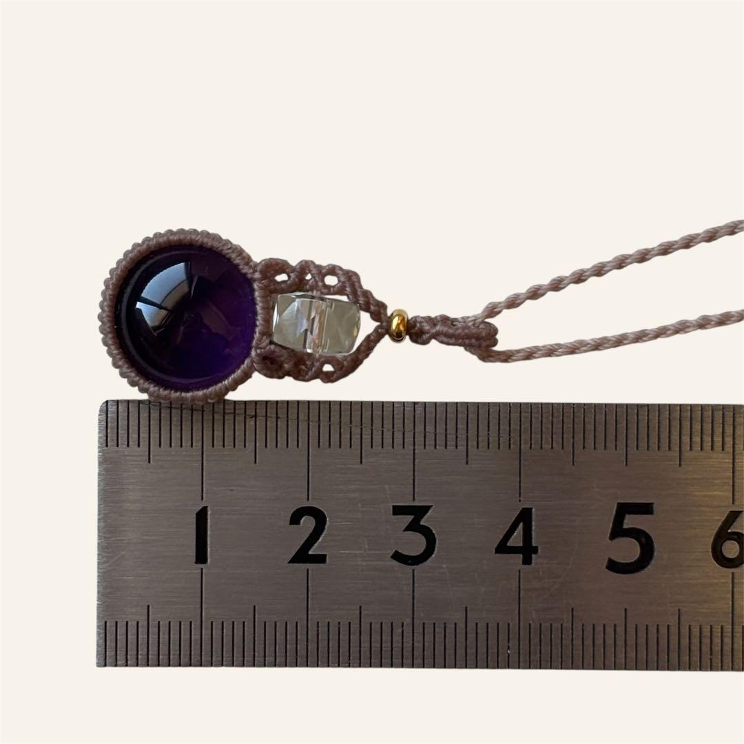 マクラメネックレス 天然石アメジスト グリーンアメジストビーズ タッセル