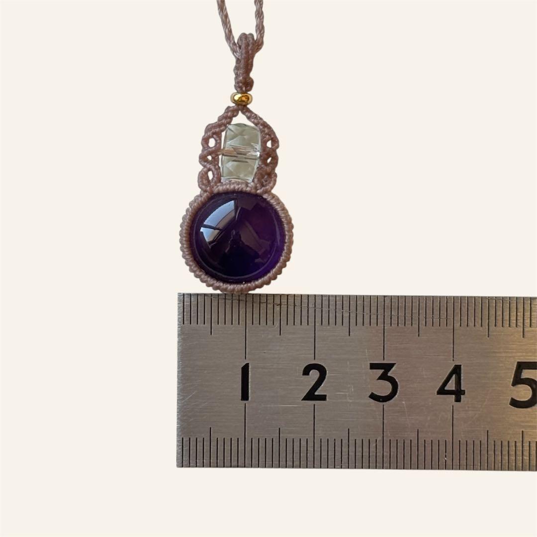 マクラメネックレス 天然石アメジスト グリーンアメジストビーズ タッセル