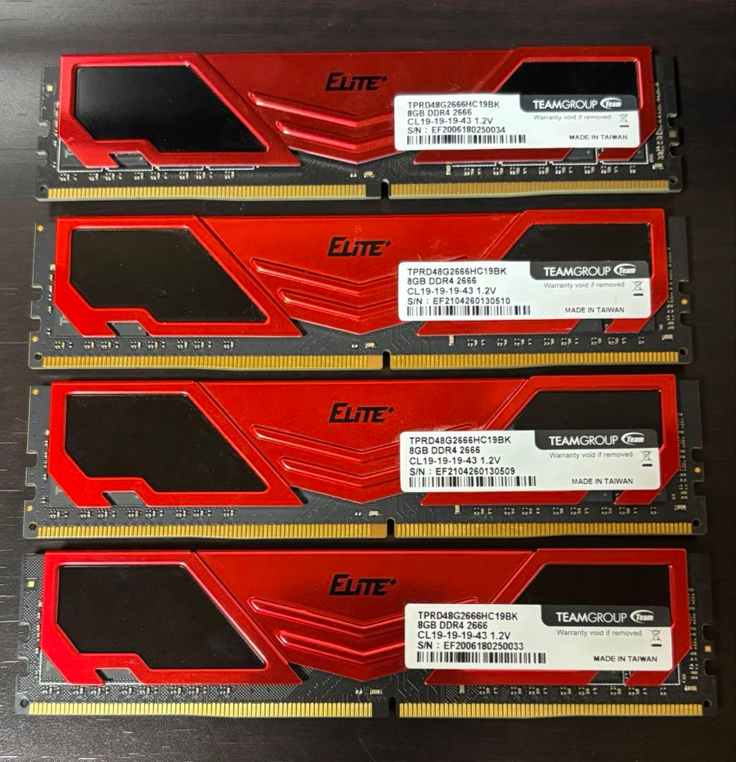 Teamgroup DDR4 メモリー 32GB（8GB×4）