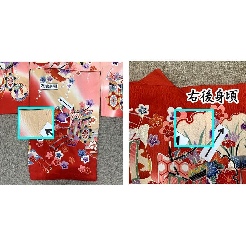 601ag32 着物のみ□七五三 三歳 女児 着物&チュール帯 雪輪文□美品