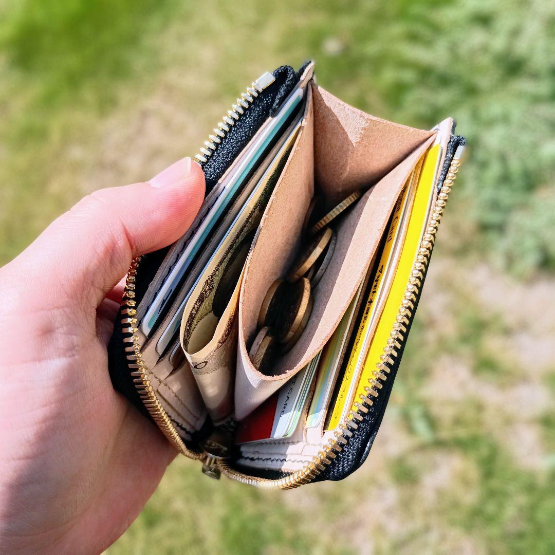 L字ファスナー財布 黒 ブラック 本革 ヌメ革 牛革 ゲンコウ genkoh