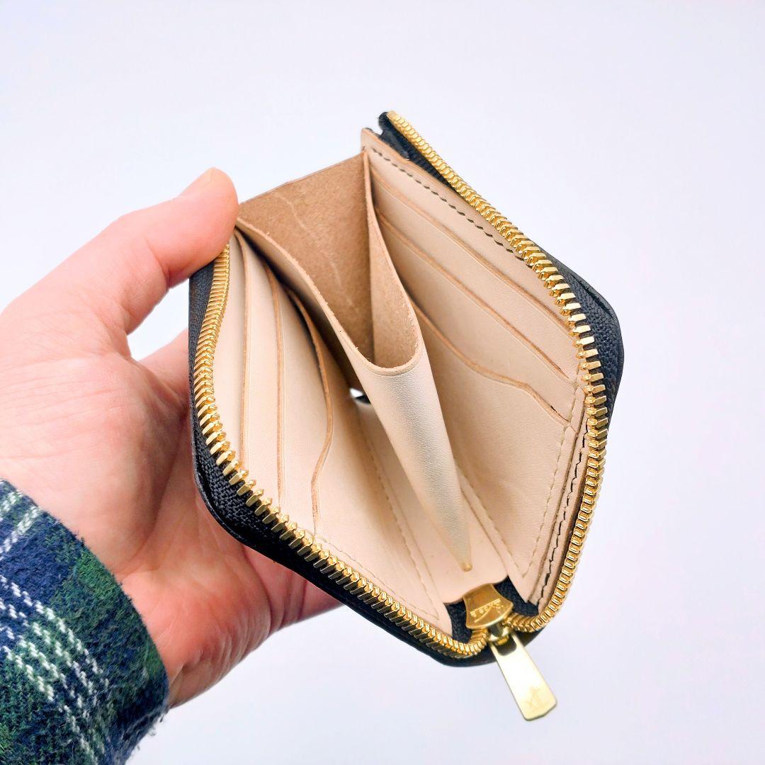 L字ファスナー財布 黒 ブラック 本革 ヌメ革 牛革 ゲンコウ genkoh