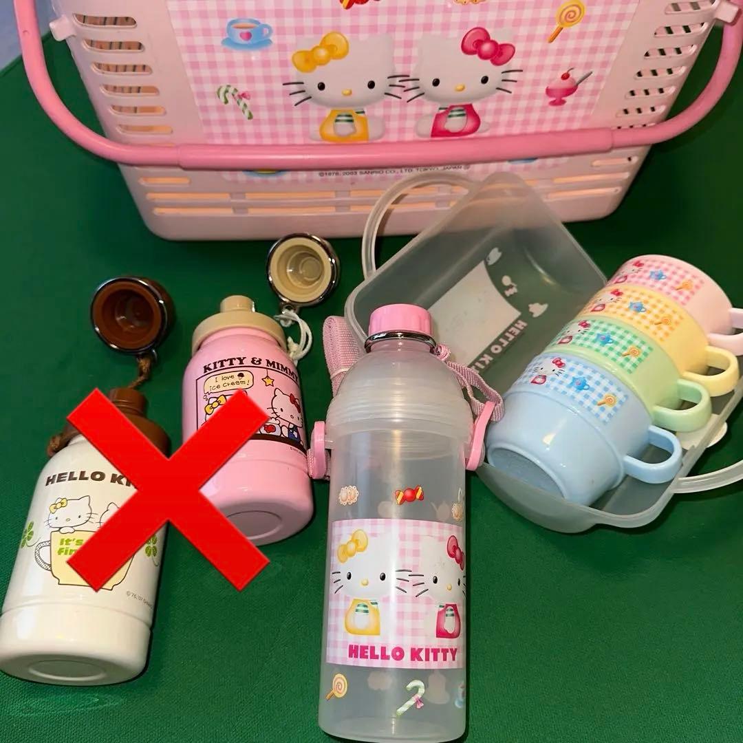 ハローキティ　バスケット、水筒、サンドイッチケース、ランチケース等