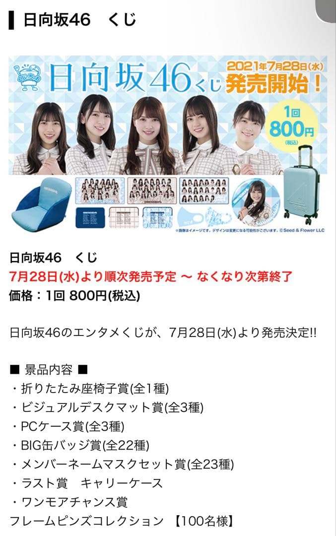 【限定100点】日向坂46くじ ワンモアチャンス賞フレームピンズコレクション