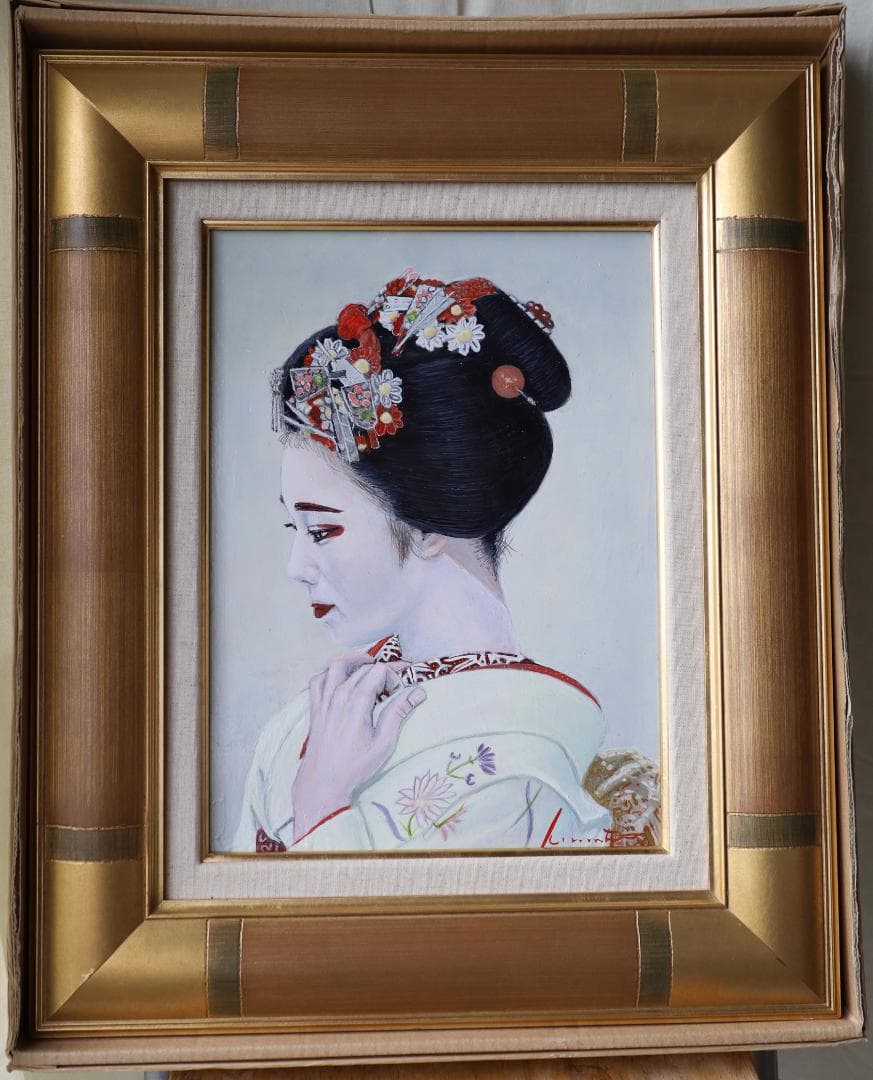 【真作】『をみなえし』 油彩 2020年作 F4 日展作家#舞妓 #祇園 #京都