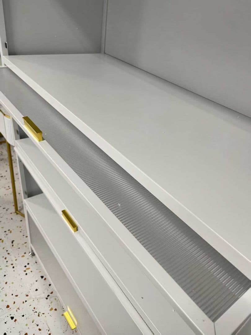 新品 オープンシェルフ 4段 ホワイト 炭素鋼 アクリル扉付 幅120 収納棚