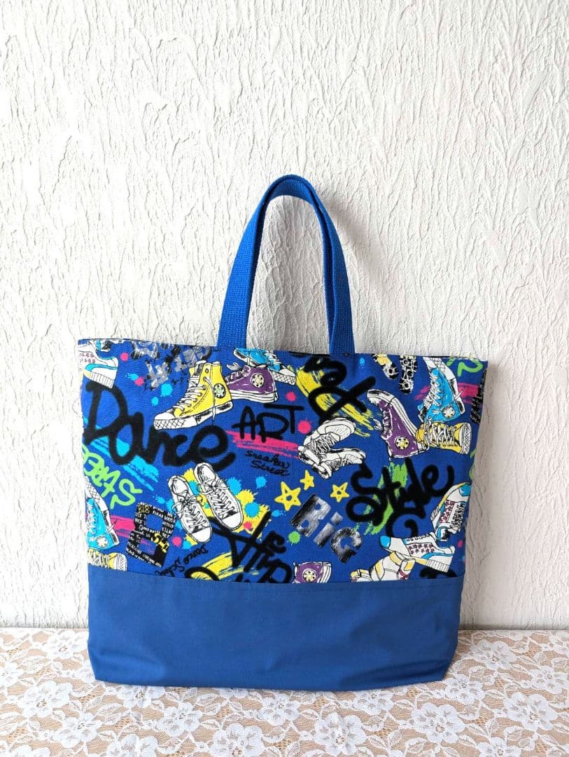 ブルー＆シューズ柄　入園入学6点セット　レッスンバッグ☆上履き袋☆体操着袋