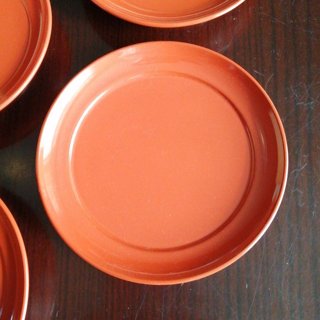 平安象彦　朱塗銘々皿　5枚　14cm